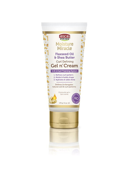 African Pride Moisture Miracle Flaxseed Oil & Shea Butter Gel N’ Cream 6oz - Southwestsix Cosmetics African Pride Moisture Miracle Flaxseed Oil & Shea Butter Gel N’ Cream 6oz Styling Gel African Pride Southwestsix Cosmetics African Pride Moisture Miracle Flaxseed Oil & Shea Butter Gel N’ Cream 6oz