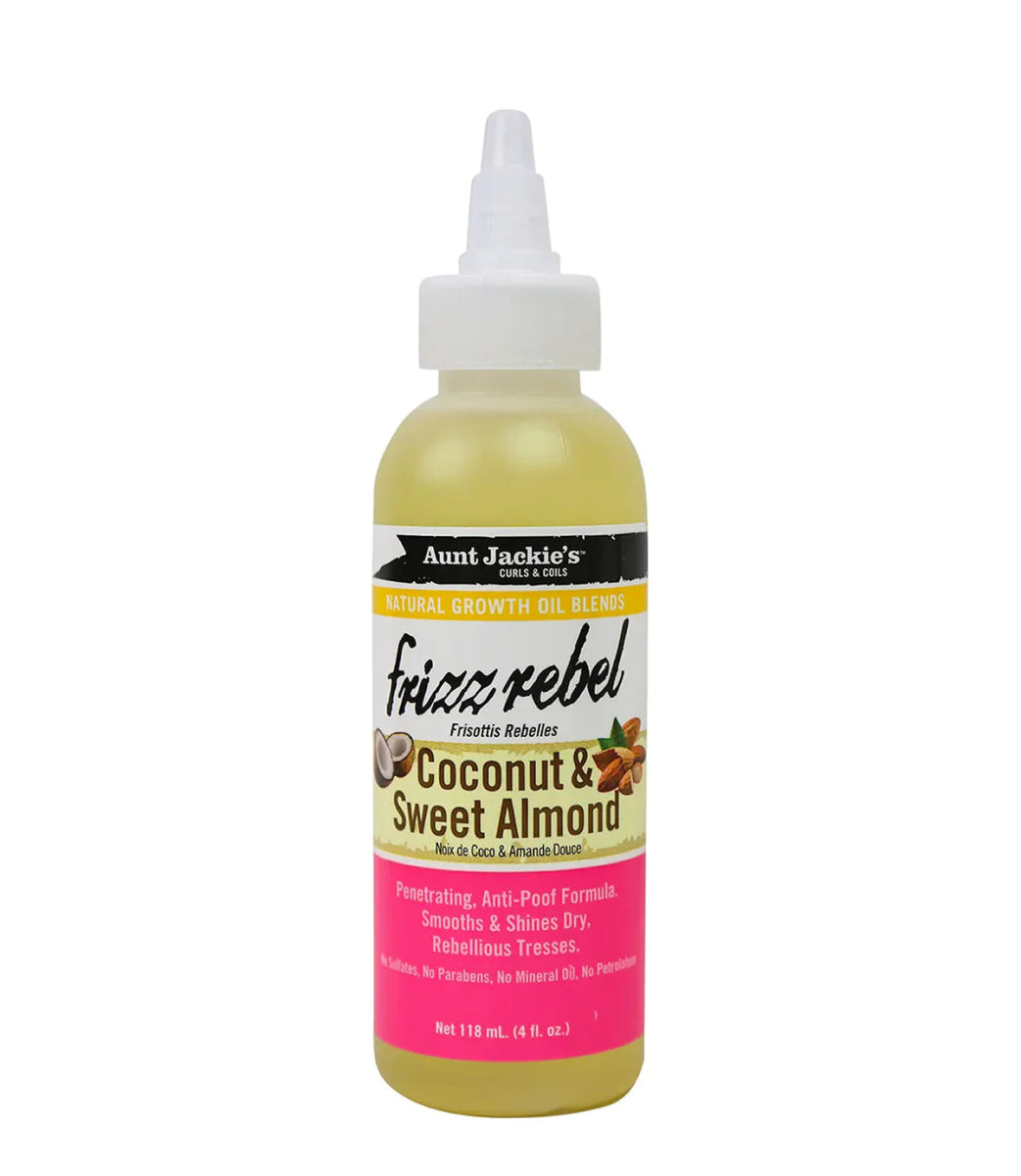 Aunt Jackie’s Frizz Rebel – Coconut & Sweet Almond Growth Oil - Southwestsix Cosmetics Aunt Jackie’s Frizz Rebel – Coconut & Sweet Almond Growth Oil Hair Oil Aunt Jackie's Southwestsix Cosmetics 034285690045 Aunt Jackie’s Frizz Rebel – Coconut & Sweet Almond Growth Oil