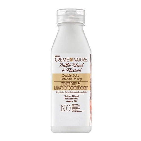 Creme Of Nature Butter Blend & Flaxseed Double Duty Detangle & Slip Rinse-Out & Leave-In Conditioner - Southwestsix Cosmetics Creme Of Nature Butter Blend & Flaxseed Double Duty Detangle & Slip Rinse-Out & Leave-In Conditioner Leave-in Conditioner Creme Of Nature Southwestsix Cosmetics 075724005303 12oz Creme Of Nature Butter Blend & Flaxseed Double Duty Detangle & Slip Rinse-Out & Leave-In Conditioner